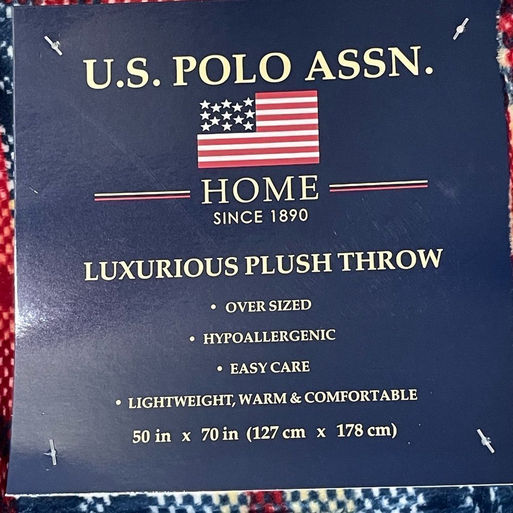 NWT US POLO ASSOC luxurious plush throw, oversized, easy care - Picture 4 of 7